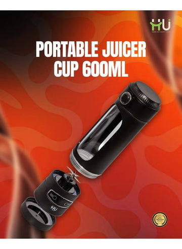 Portable Juicer Cup 600ml – Wireless Blender with LCD Display, Type-C Charging, 1200mAh Battery, Rechargeable Smoothie Maker for Travel & Home-Black